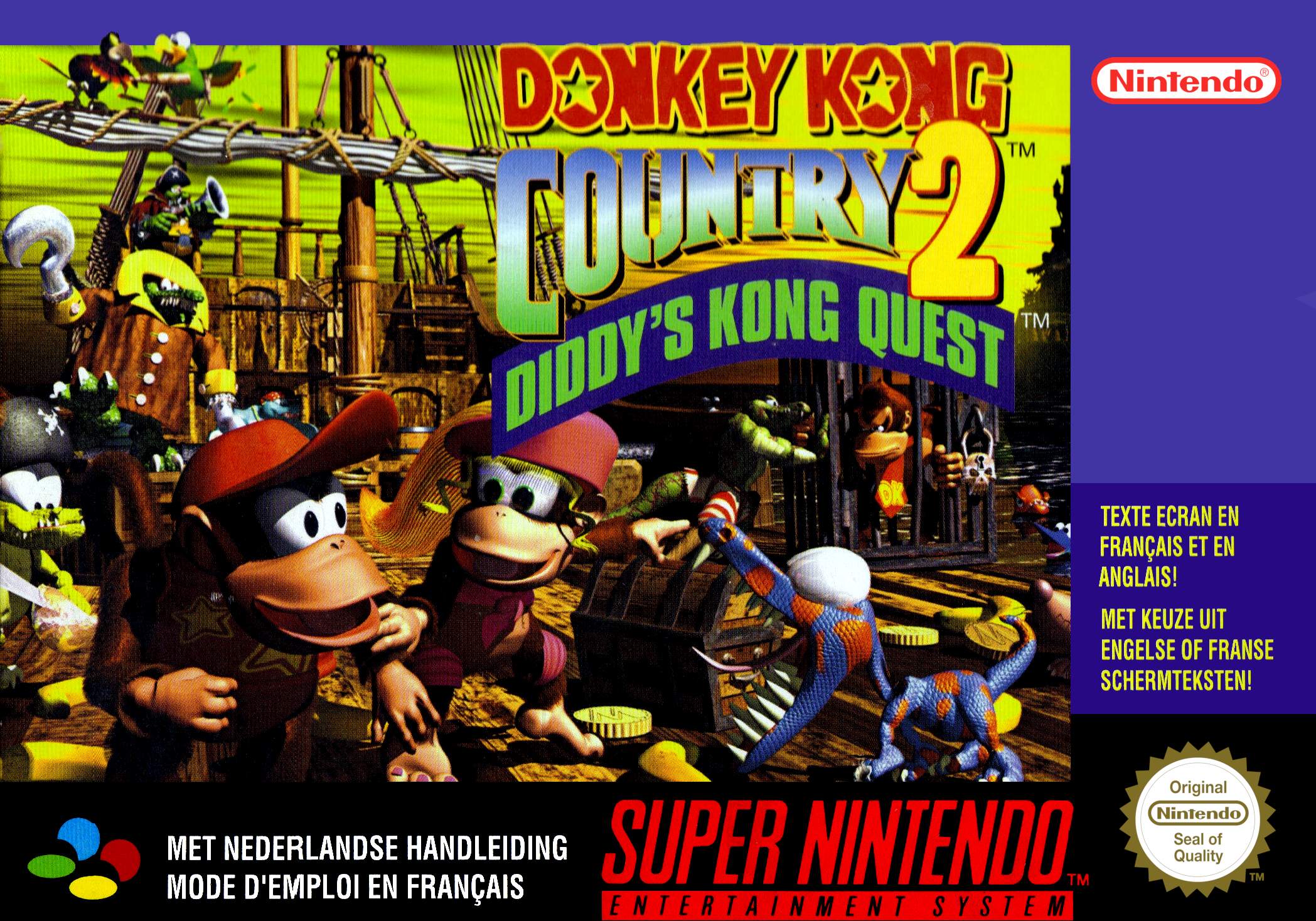Box Art de Donkey Kong Country 2: Diddy's Kong Quest para Super Nintendo - Bélgica, França, Luxemburgo, Países Baixos